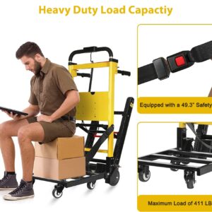 Electric Stair Climbing Hand Trucks Dolly Cart for Moving 441lb Capacity Heavy Duty Folding Stair Climber Cart Hand Trolley with 6 Wheels Motor Battery Powered for Furniture Family Logistics Warehouse