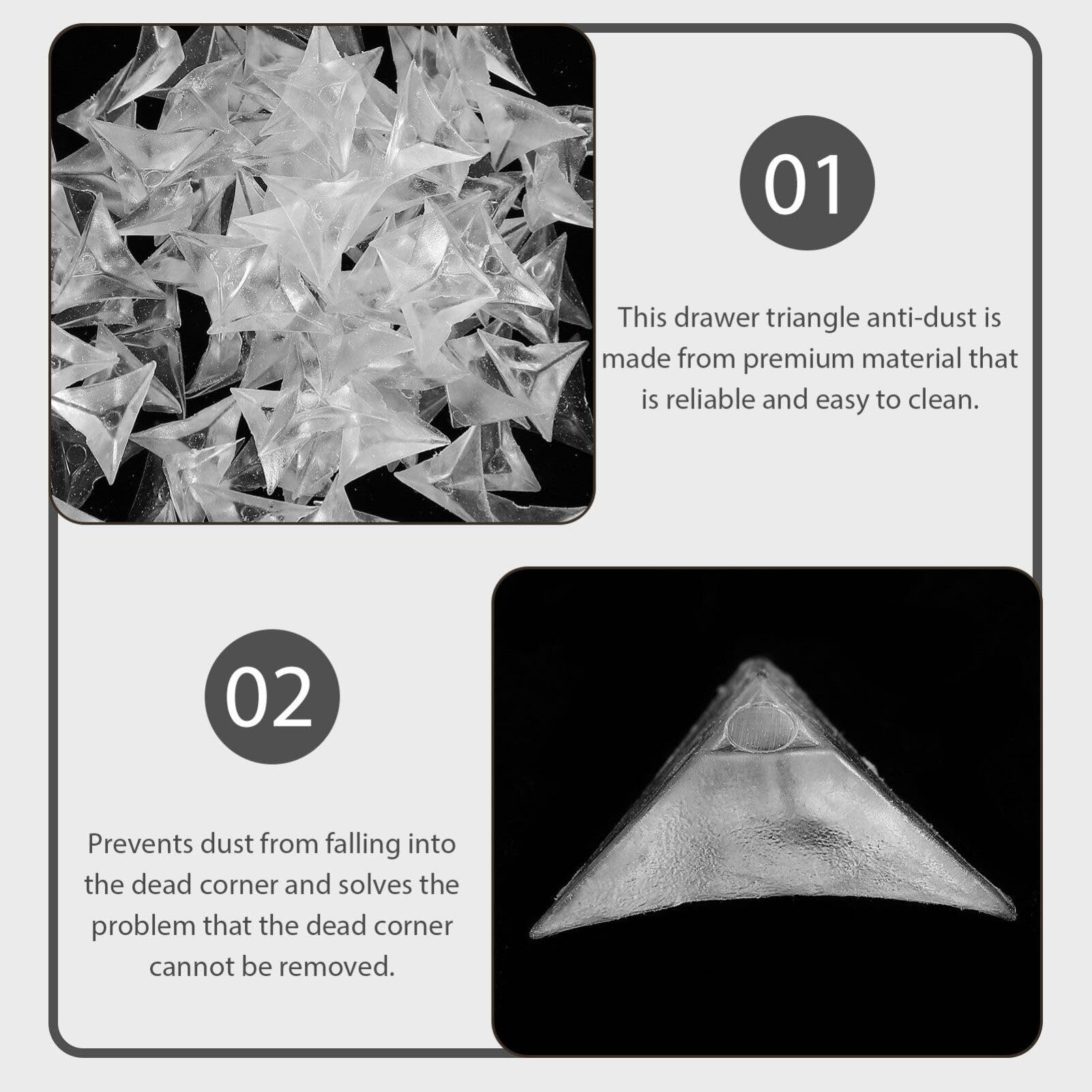 DOITOOL 300PCS Dust Corners for Stairs - Anti-Dirty Triangle Stair Dust Corners for Wooden Steps - Dust-Proof Stair Corner Dust Guards Corner Guards for Stairs Drawer Furniture Corner