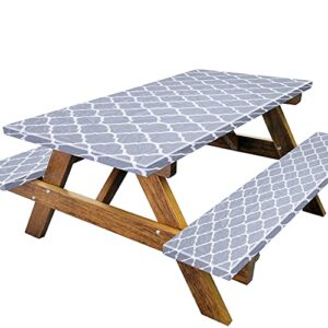 frtzal vinyl picnic tablecloths and bench covers, camping tablecloth picnic pable bench covers with elastic waterproof picnic table and bench seat covers for outdoor patio park