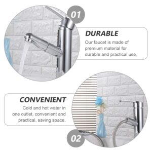 DOITOOL Kitchen Sink Faucet Stainless Steel Kitchen Faucet with Pull Down Sprayer Single Hole Pull Out Kitchen Faucets for Bathroom Bar Laundry