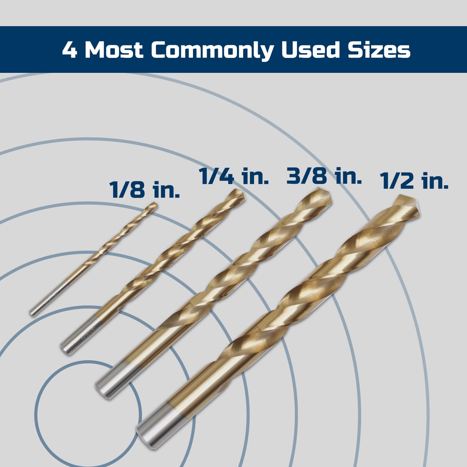 Lichamp Left Hand Drill Bits 4-Pieces 1/8 1/4 3/8 1/2 for Metal Sheet, 4-Piece Genuine M2 HSS Twist Reverse Drill Bits