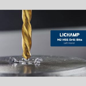Lichamp Left Hand Drill Bits 4-Pieces 1/8 1/4 3/8 1/2 for Metal Sheet, 4-Piece Genuine M2 HSS Twist Reverse Drill Bits