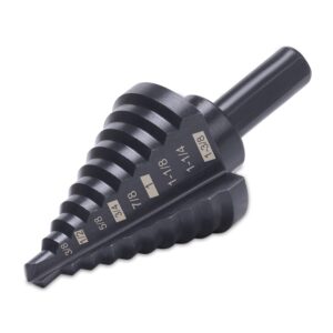 lichamp step drill bit for metal sheet heavy duty, genuine m2 hss step up down drill bit stepper unibit for steel hole, 10 sizes from 1/4 to 1-3/8 inches