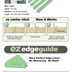 EZ Center Finder | Scriber Tool for Woodworking | Find and Mark Exact Center on Any Size Board | 4-Piece Set Includes Bonus Edge Guide.