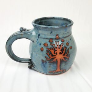 Hand Thrown Pottery Mug with Tree of Life Mug or Tree of Gondor Handmade in North Carolina