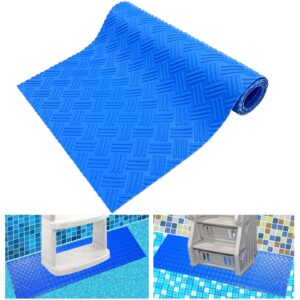skarummer swimming pool ladder mat - protective pad step with non-slip texture, blue medium 36 inch x 9