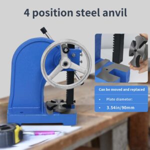 PNBO Arbor Press 1 Ton,Ratchet Leverage Arbor Press with Handwheel,Manual Desktop Punch Press Machine Metal Arbor Press Tool,for Stamping,Bending,Stretching,Forming