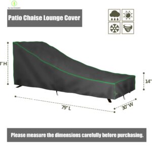 F&J Outdoors Waterproof Patio Chaise Lounge Covers 79Lx30Wx30H inches Heavy Duty UV Resistant Eco-friendly Fabric Outdoor Lounge Chair Covers, 2 Pack,Grey