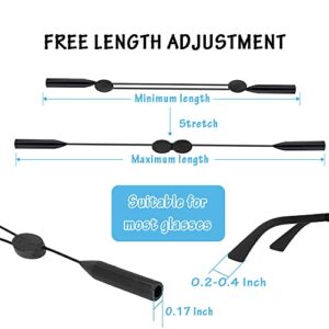 BERYLER® 4 Pack Adjustable Glasses Strap for Kids (7" to 9.8"), Durable Sunglass Strap, Waterproof Eyeglass Strap, Anti-Slip Glasses Holder Strap (Black)