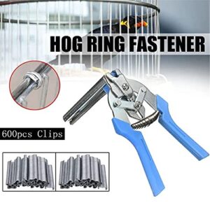 WOMOUR Type M Nail Ring Pliers - Hog Ring Chicken Duck Goose Dog Cat Rabbit Kit Clamp with Nail Groove for Animal Cages/Wire Fencing, Repair Hand Tools with 600 Pcs Galvanized Steel Rings