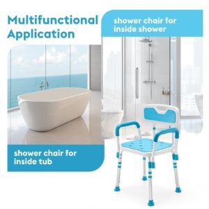 Health Line Massage Products Shower Chair with Back for Seniors, Bathtub Seat with Removable Arms for Handicap, Disabled & Elderly - Adjustable Shower Bench for Tubs (FSA or HSA Eligible)