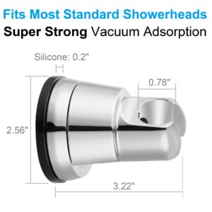 Hibbent Vacuum Suction Cup Shower Head Holder, Removable Shower Head Bracket, Height Adjustable Shower Wand Holder & Wall Mount ABS Plastic Suction Holder for Handheld Shower Head, Chrome Finish