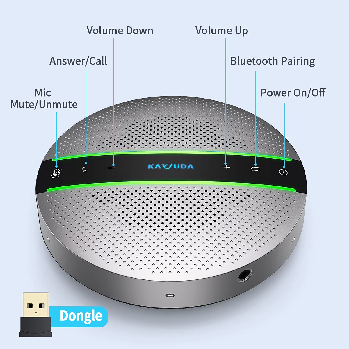 KAYSUDA Bluetooth Conference Speakerphone SP300KIT 2pk Bundle, up to 16 Attendees, 18H Call Time, 360°Voice Pick-up 2x6 AI Echo & Noise Canceling Microphones, Daisy Chain