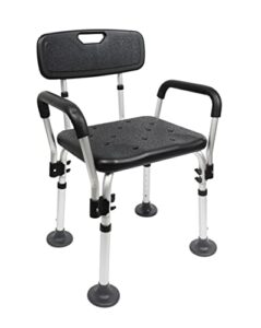 pepe - shower chair for inside shower with arms, adjustable shower seats for elderly, shower chair for bathtub, bath seats for adults, black shower stool for seniors, free assembly
