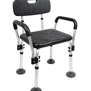 Pepe - Shower Chair for Inside Shower with Arms, Adjustable Shower Seats for Elderly, Shower Chair for Bathtub, Bath Seats for Adults, Black Shower Stool for Seniors, Free Assembly