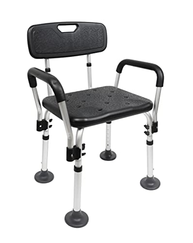 Pepe - Shower Chair for Inside Shower with Arms, Adjustable Shower Seats for Elderly, Shower Chair for Bathtub, Bath Seats for Adults, Black Shower Stool for Seniors, Free Assembly