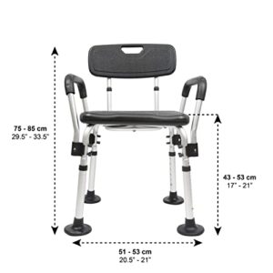 Pepe - Shower Chair for Inside Shower with Arms, Adjustable Shower Seats for Elderly, Shower Chair for Bathtub, Bath Seats for Adults, Black Shower Stool for Seniors, Free Assembly