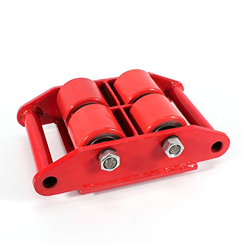 6T Dolly, Plastic Steel Wheel GDAE10 Industrial Machinery Mover with 360° Rotation Cap Skate Hand Truck Cart Appliance Wheels Rollers for Furniture Cargo Trolley Moving Home Warehouse 13200lbs Red