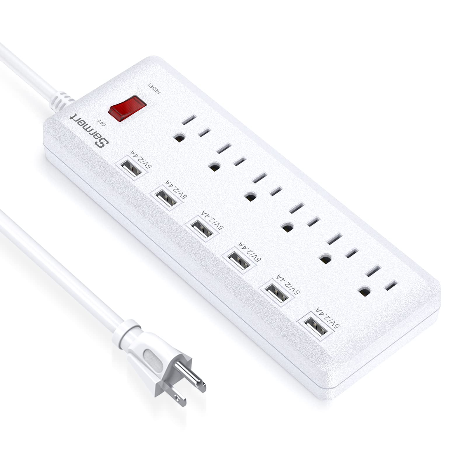 USB Power Strip, Surge Protector with 6 Outlets & 6 USB Charging Ports, 6ft Heavy Duty Extension Cord, USB Outlet Extender for Home & Office 1625W/13A