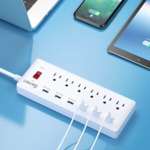 USB Power Strip, Surge Protector with 6 Outlets & 6 USB Charging Ports, 6ft Heavy Duty Extension Cord, USB Outlet Extender for Home & Office 1625W/13A