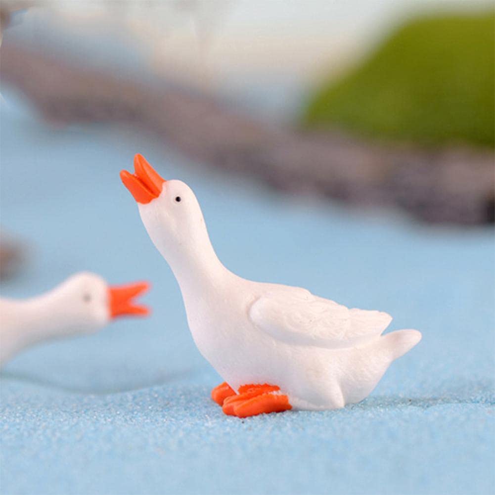 QIANSHENG 3Pcs Cute Mini Swans Resin Miniature Goose Figurine Fairy Garden Plant Flower Pots Bonsai Ornaments for Micro Landscape Dollhouse Decoration Cake Toppers DIY Cake Decorating