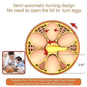 ayakol Small 6 Egg Incubator with External Lever Egg Turner,Temperature Control, Humidity Control, Led Candler, Hatcher for Chicken Duck Pigeon Quail Parrot，360 Degree View…