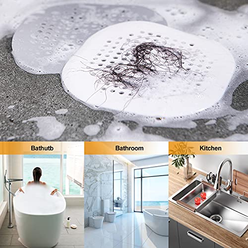 Hair Drain Catcher,Square Drain Cover for Shower Silicone Hair Stopper with Suction Cup,Easy to Install Suit for Bathroom,Bathtub,Kitchen 2 Pack(Black)