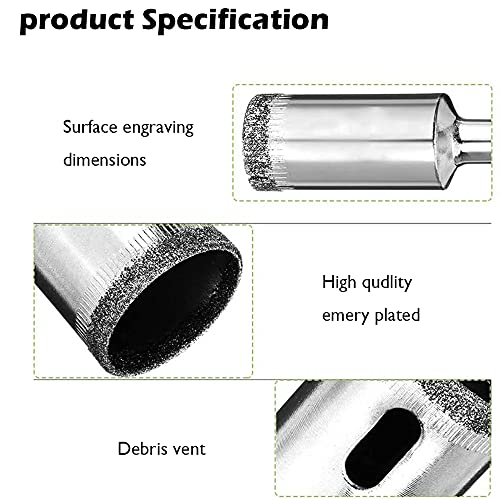 1 Inches Diamond Hole Saw Bit Hollow Core Drill Bits 1/2 Inch Shank Hollow Core Hole Saws Masonry Drilling Tools for Glass Stone Ceramic Porcelain Tiles Marble Quartz Granite Bottles DIY (25mm)