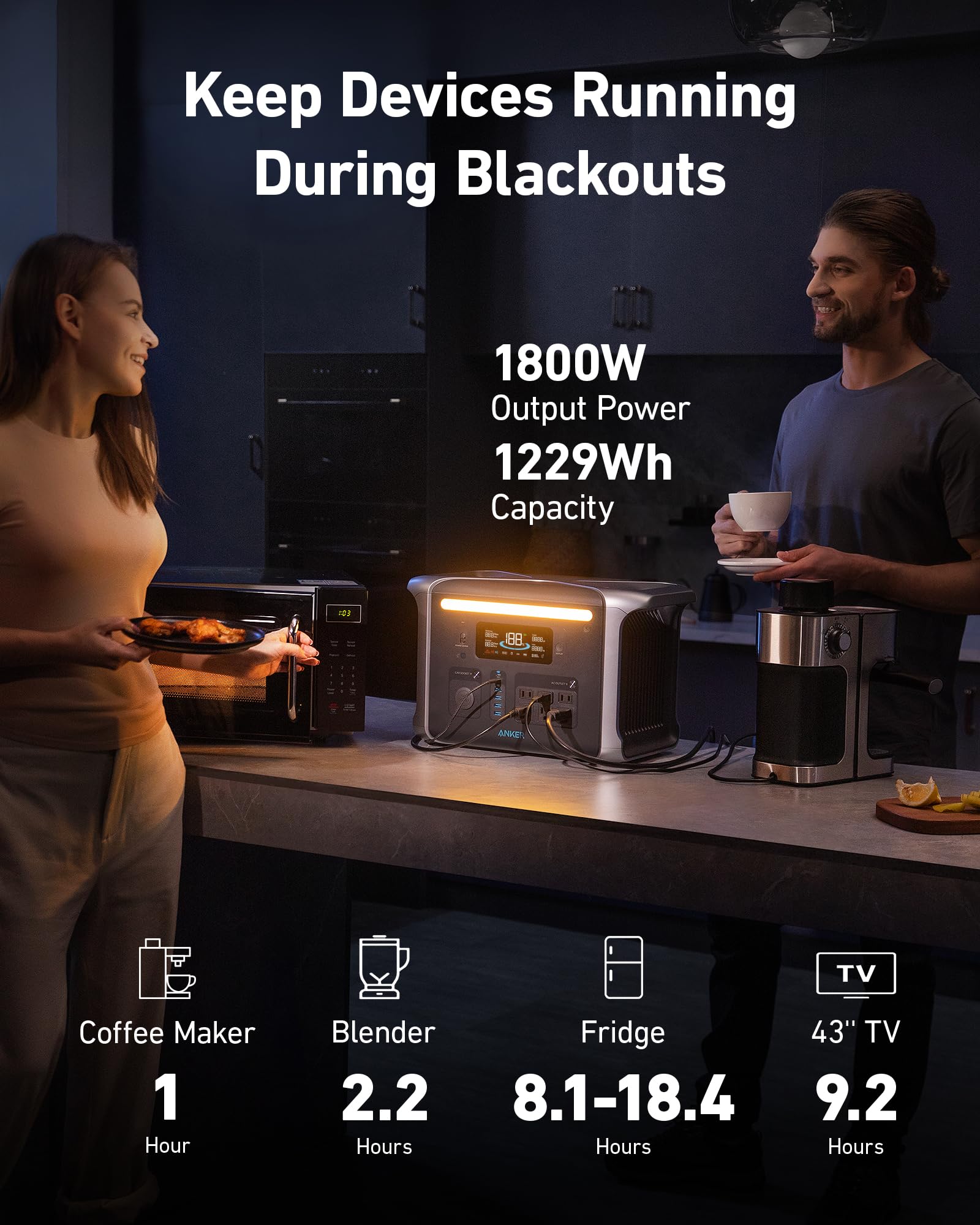 Anker SOLIX F1200 Portable Power Station, PowerHouse 757, 1800W Solar Generator, 1229Wh Battery Generators for Home Use, LiFePO4 Power Station for Outdoor Camping, and RVs (Solar Panel Optional)