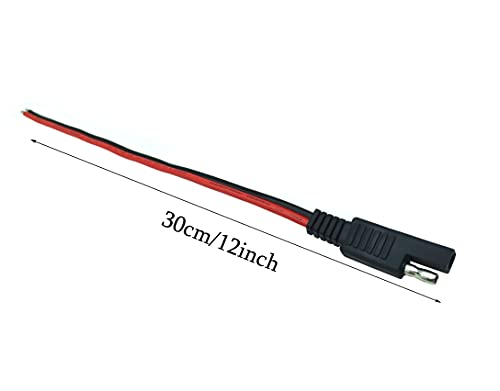 Halokny SAE Single Ended Extension Cable, 2 PCS 14AWG SAE Quick Disconnect Plug Cable for Automobile and Solar Panel(1Feet/30cm)