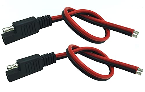 Halokny SAE Single Ended Extension Cable, 2 PCS 14AWG SAE Quick Disconnect Plug Cable for Automobile and Solar Panel(1Feet/30cm)