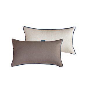 cozplen rectangle outdoor lumbar pillows, 10x18 inches waterproof patio pillows, decorative waist pillows for outdoor furnitures, set of 2, (brown and beige)