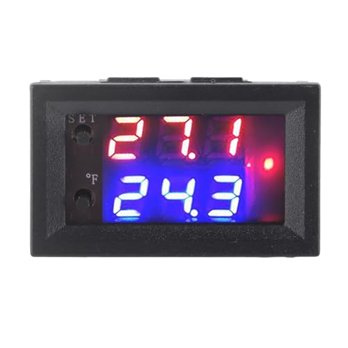 DC 12V All Purpose Digital Temperature Controller Thermostat with Sensor Programmable Dual Color LED Display Monitor