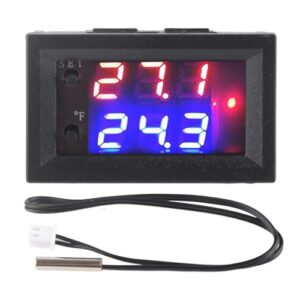 dc 12v all purpose digital temperature controller thermostat with sensor programmable dual color led display monitor