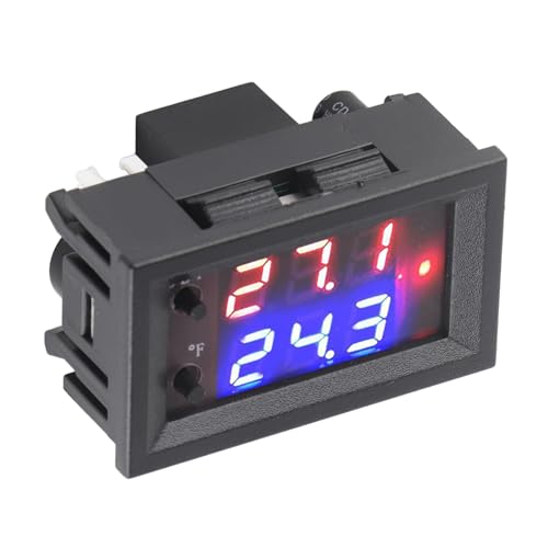 DC 12V All Purpose Digital Temperature Controller Thermostat with Sensor Programmable Dual Color LED Display Monitor