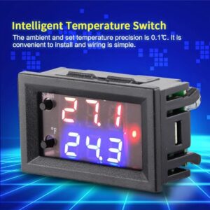 DC 12V All Purpose Digital Temperature Controller Thermostat with Sensor Programmable Dual Color LED Display Monitor