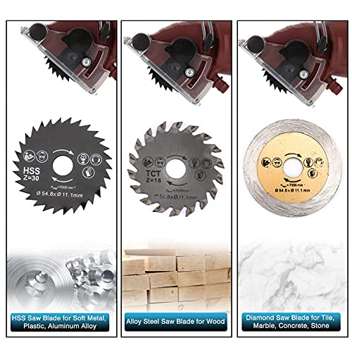 IRONWALLS Mini Circular Saw Set, 400W 3400RMP Multi-Functional Circular Saw Machine with 3PCS Carbide Tipped Blade, 110V Hand-Held Corded Electric Powered Mini Saw for Wood, Metal, Tile, PVC Plastic