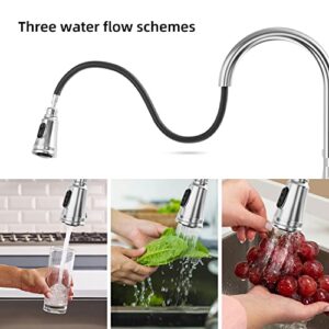 Blemoacha Bridge Kitchen Faucets with Sprayer 3 Holes Modern Kitchen Sink Faucet with Pull Down Sprayer Stainless Steel,2 Handle Swivel Spout Solid Faucet (Chrome)