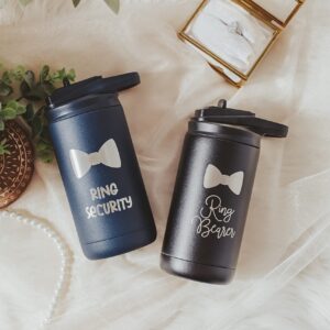 Legacy and Light Ring Security Water Bottle, Cup for Ring Bearer Proposal, Will you be my ring bearer Tumbler, Thank You Wedding Day Favor, Toddler or Little Boy Gift Ideas from Bride and Groom