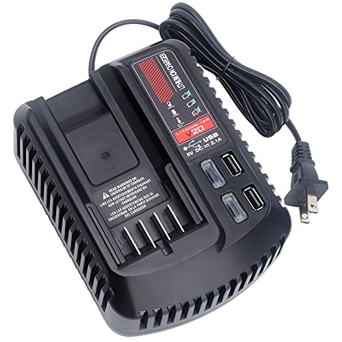 CMCB104 V20 Battery Fast Charger Replacement for Craftsman V20 Craftsman 20V max Lithium Compact Batteries Lithium Battery CMCB202 CMCB204 CMCB206 with 2 USB Ports