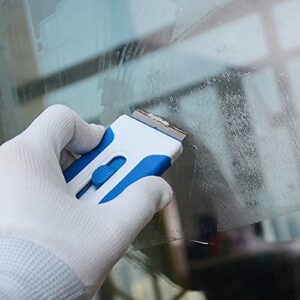 EHDIS Ceramic Scraper Car Sticker Remover Glass Stove Top Razor Scraper Label,Glue,Paint,Adhesive Remover Tool + 10pcs Stainless Steel Razor Blades (Blue)