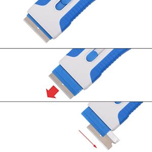 EHDIS Ceramic Scraper Car Sticker Remover Glass Stove Top Razor Scraper Label,Glue,Paint,Adhesive Remover Tool + 10pcs Stainless Steel Razor Blades (Blue)