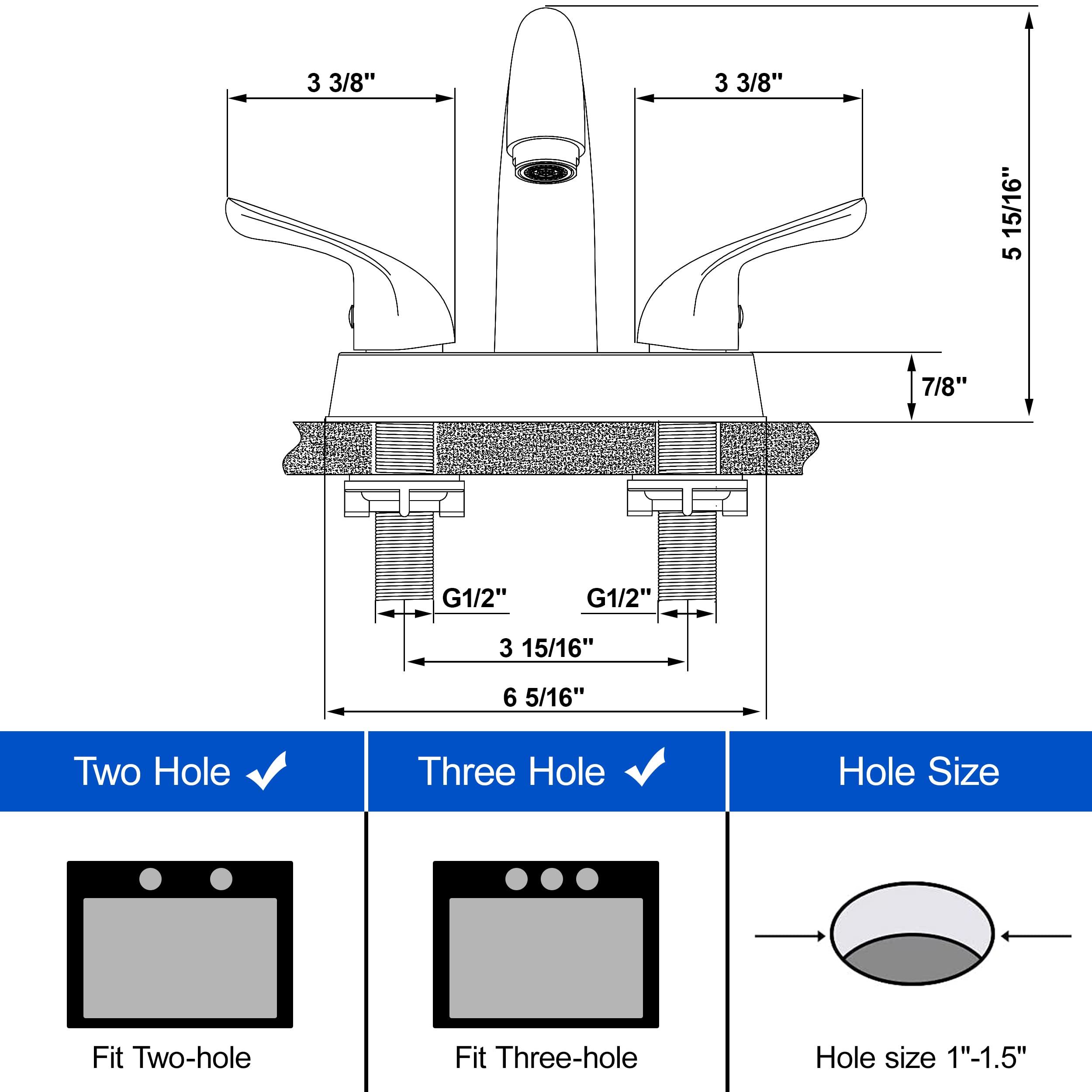 2 Handle Bathroom Sink Faucet, with Pop up Drain & Supply Lines, 4 Inch Centerset Faucet for Lavatory Bathroom Sink, Professional Modern Vessel Deck Mount Vanity rv Faucet, Matte Black