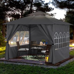 10’x10’ Outdoor Gazebo for Patio with Church Window SideWalls by ABCCANOPY