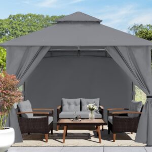 10’x10’ Outdoor Gazebo for Patio with Church Window SideWalls by ABCCANOPY