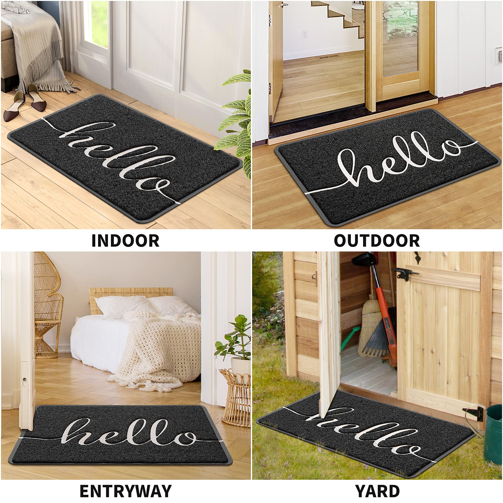 SoftDuo Door Mat Welcome Mat Indoor Outdoor Doormat Resist Dirt Rug Easy to Clean Entry Rug Durable Anti-Slip Entrance Mat Low-Profile Outside Floor Mat for Front Door, Entryway, Garage (30"x17.5")