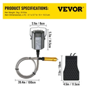 VEVOR Flex Shaft Grinder 780W Rotary Tool 500-23000RPM Rotary Carver with 1/4" 3-Jaw Chuck & Stepless Speed Foot Pedal Hanging Grinding Machine 131PCS Accessories for Jewelry Polishing Grinding DIY