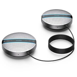 2 in 1 daisy-chain conference speaker for 12 attendees, each bluetooth speakerphone with 6 mics, usb/dongle/bluetooth connection, compatible with conferencing apps for home office
