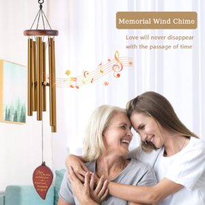 Soopau Wind Chimes for Outside, 30" Wooden Sympathy Wind Chimes Memorial Wind Chime for Loss of Loved One Mother Father, Sympathy Gift Home Decor Outdoor Garden Patio