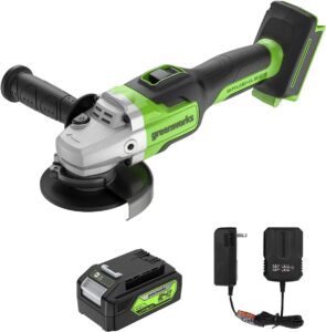 greenworks 24v angle grinder brushless cordless, 4-1/2-inch, with 4ah battery and 2a charger